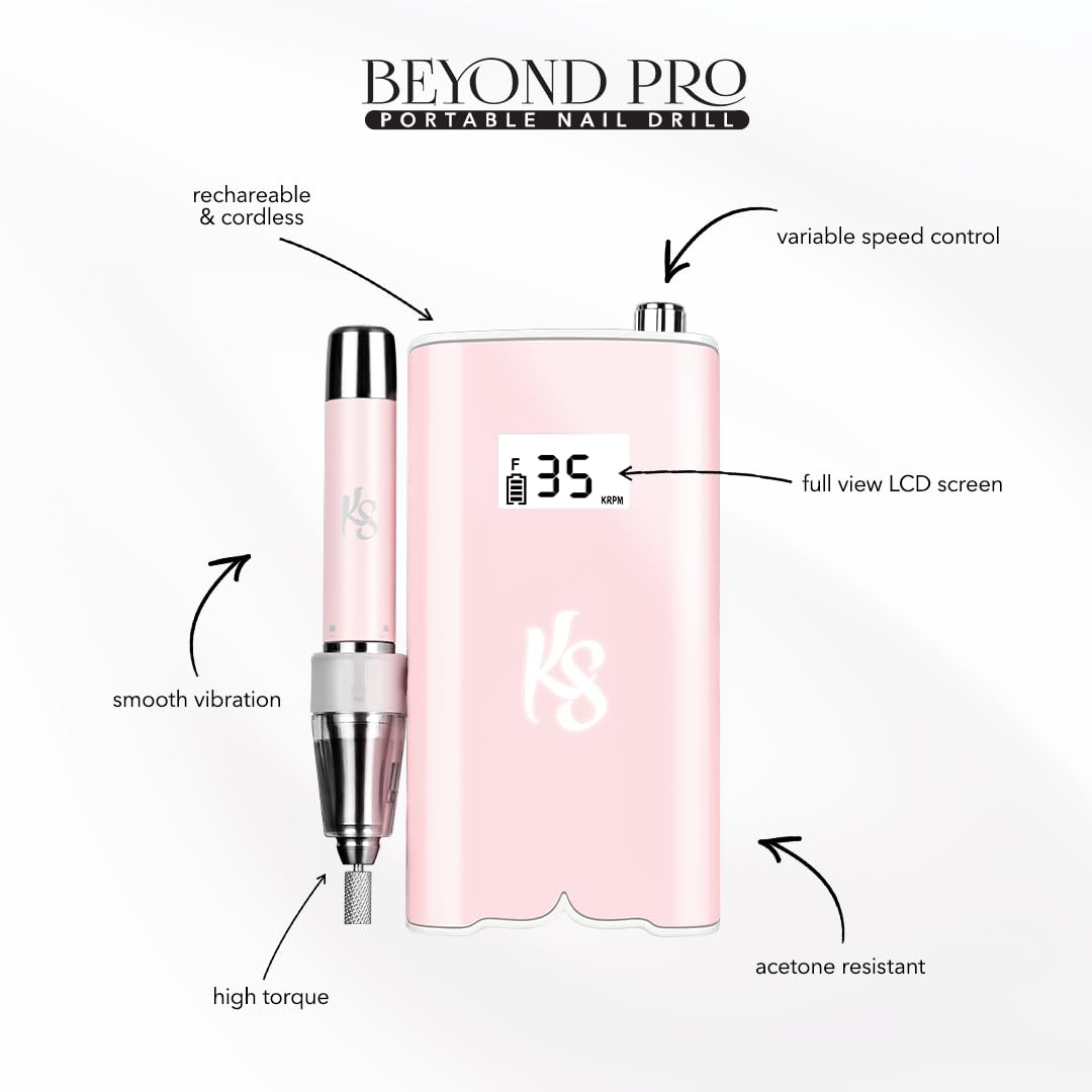 Kiara Sky Beyond Pro Nail Drill | Portable, Rechargeable & Cordles | Pink - Image 2