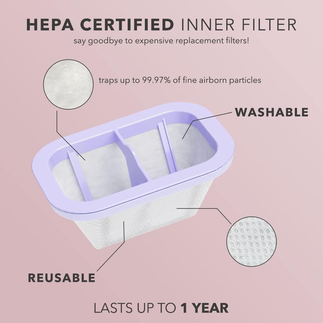 Kiara Sky Beyond Pro Nail Dust Collector, Super Suction Vacuum Technology, Double Filtration, Reusable HEPA Filter - Purple - Image 5