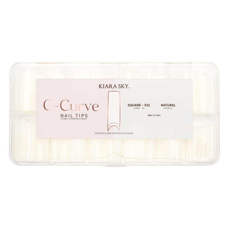 Kiara Sky C Curve XXL Nail Tip Case (500 Tips in 10 Sizes) (Square Natural) - Image 2
