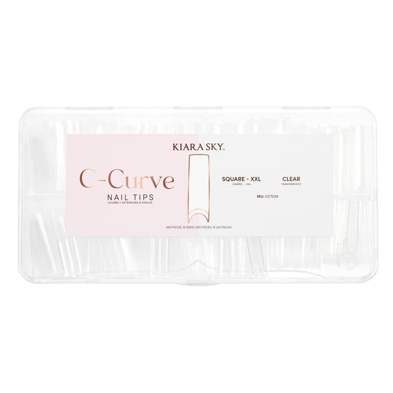 Kiara Sky C Curve XXL Nail Tip Case (500 Tips in 10 Sizes) (Square Clear) - Image 2