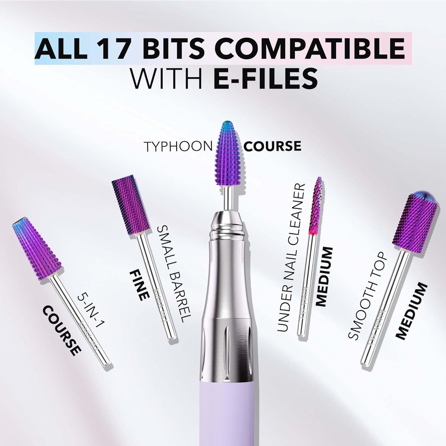 Kiara Sky Drill Bit 17 piece Set | for Beyond Pro Drill | Carbide Bits for Nail Tech, Remove Acrylic & Gel Polish | Purple - Image 5