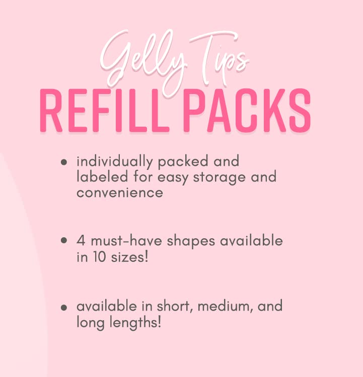 Kiara Sky Gelly Tips Refill Packs - Soak Off Soft Gels - Stiletto Shape (Short Length) (Sizes 0, 1, 2) - Image 3
