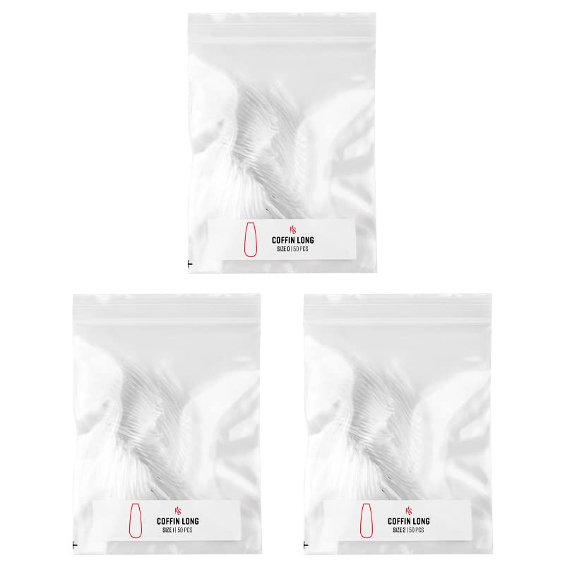 Kiara Sky Gelly Tips Refill Pack - Soak Off Soft Gels - Coffin Shape (Long Length) (Sizes 0, 1, 2) - Image 3