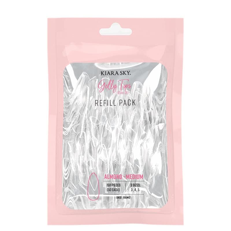 Kiara Sky Gelly Tips Refill Packs - Soak Off Soft Gels - Almond Shape (Medium Length) (Sizes 3, 4, 5) - Image 2