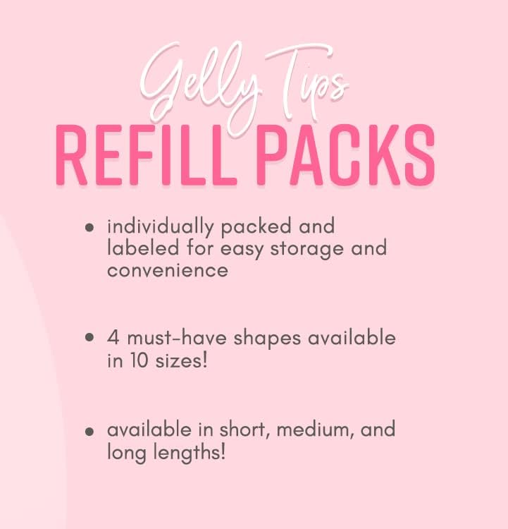 Kiara Sky Gelly Tips Refill Packs - Soak Off Soft Gels - Coffin Shape (Short Length) (Sizes 3, 4, 5) - Image 5