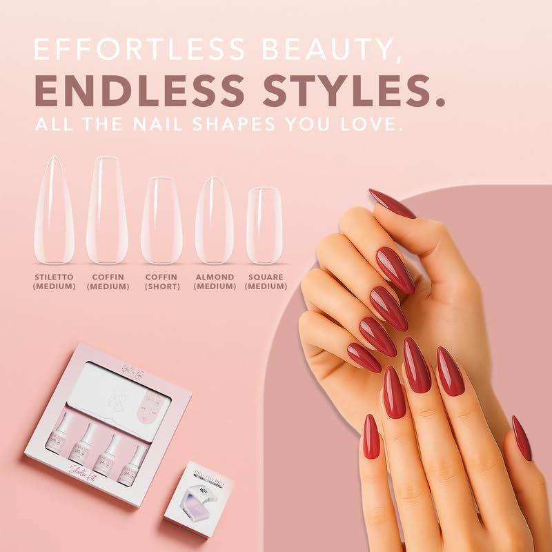 Kiara Sky Gelly Tips Starter Kit | Includes Prep, Primer, Builder, Top Coat, Tips | Coffin Long (No Lamp) - Image 5