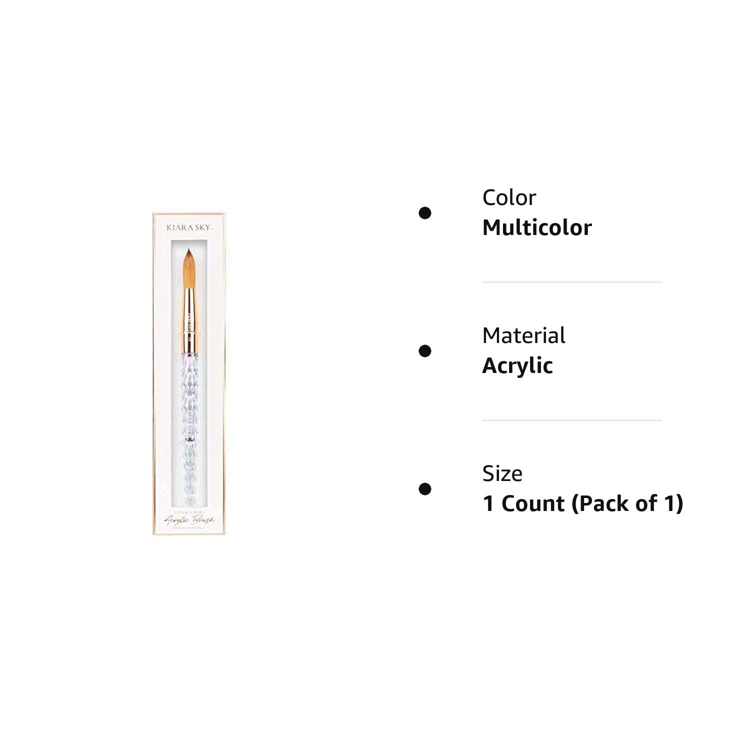 Kiara Sky Kolinsky Acrylic Nail Brush #16 – Pure Kolinsky Sable Hair, Iridescent Crystal Handle, Acetone Resistant, for Acrylic Application, Extensions & 3D Nail Art - Image 6