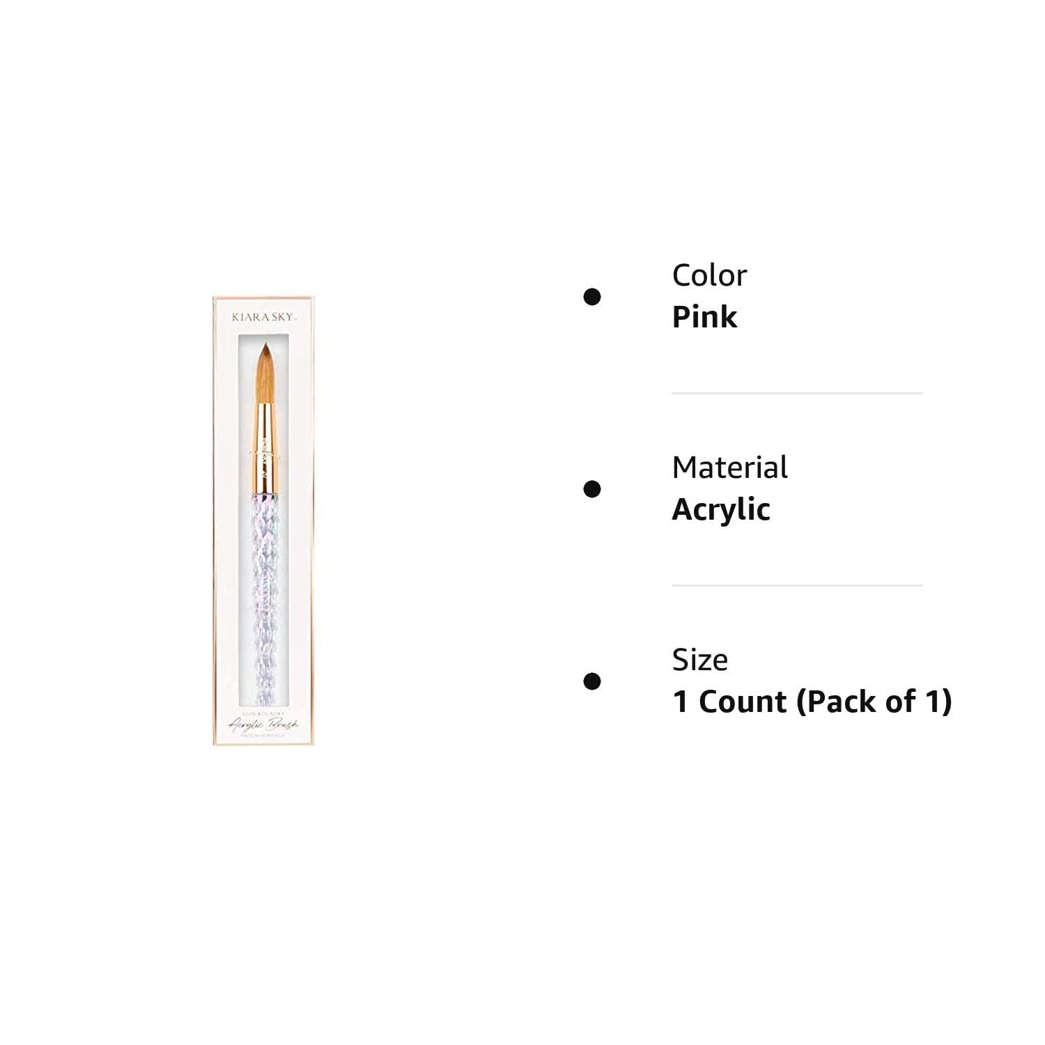 Kiara Sky Kolinsky Acrylic Nail Brush #20 – Pure Kolinsky Sable Hair, Iridescent Crystal Handle, Acetone Resistant, for Acrylic Application, Extensions & 3D Nail Art - Image 5
