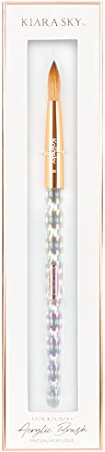 Kiara Sky Kolinsky Acrylic Nail Brush #8 – Pure Kolinsky Sable Hair, Iridescent Crystal Handle, Acetone Resistant, for Acrylic Application, Extensions & 3D Nail Art - Image 2