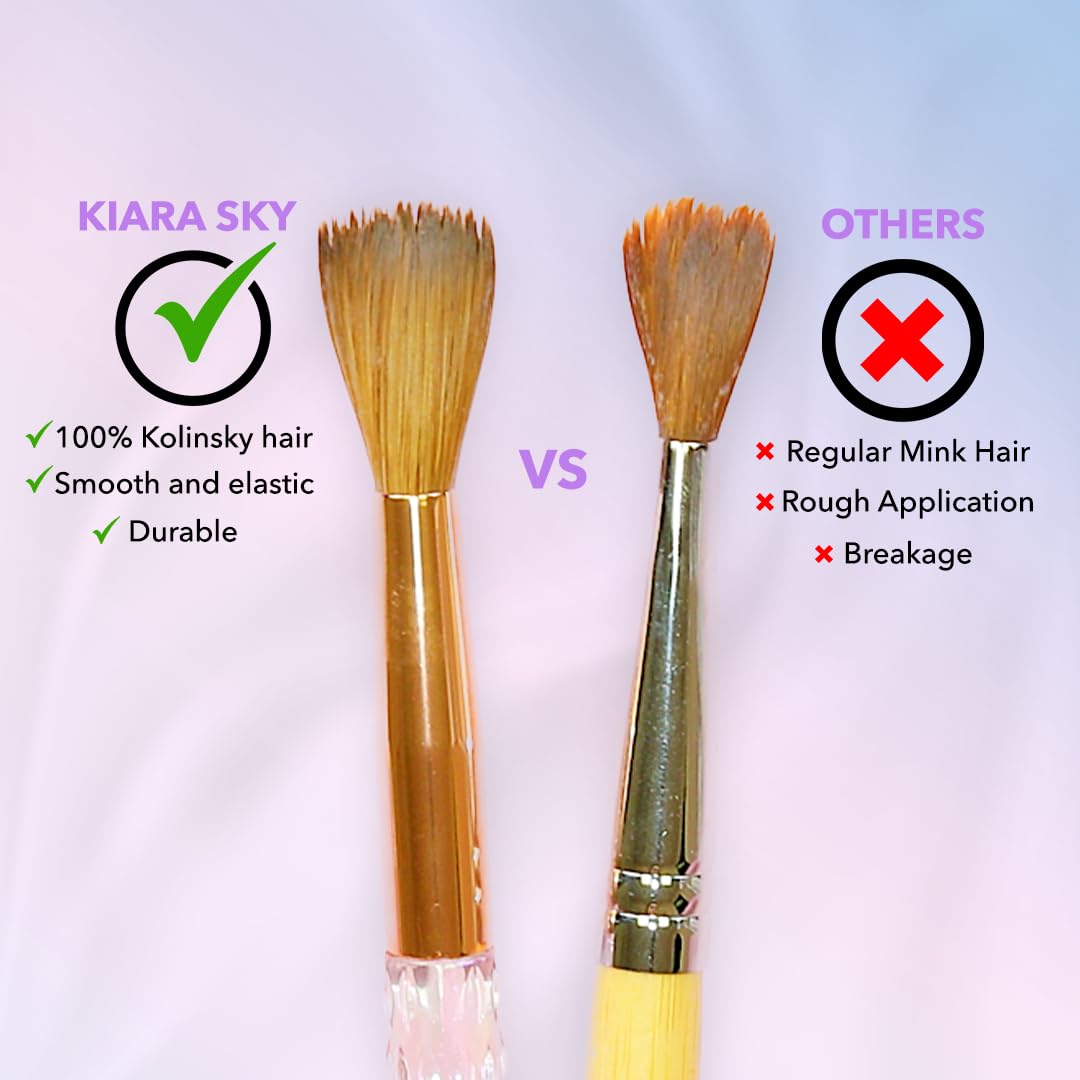 Kiara Sky Kolinsky Acrylic Nail Brush #10 – Pure Kolinsky Sable Hair, Iridescent Crystal Handle, Acetone Resistant, for Acrylic Application, Extensions & 3D Nail Art - Image 5