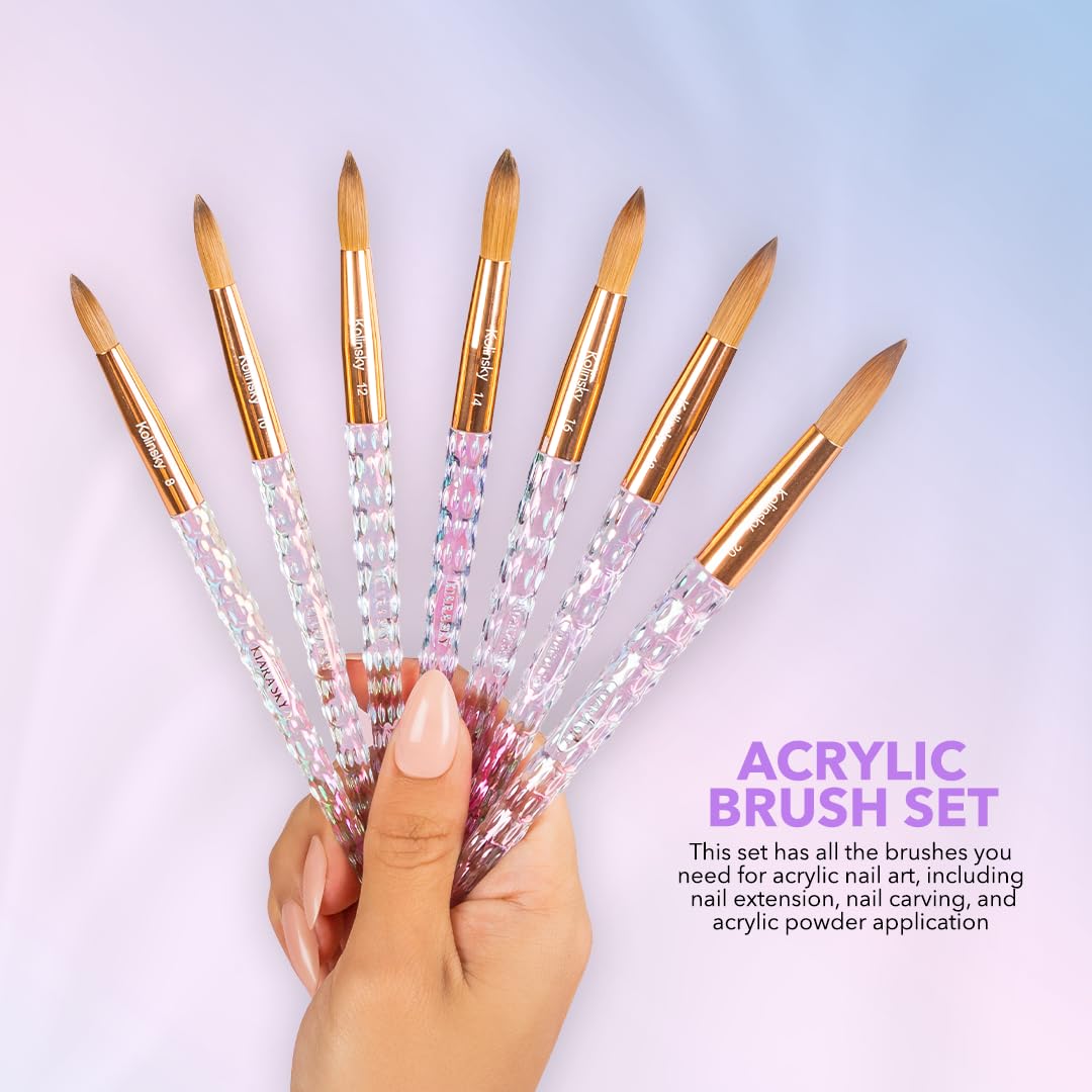 Kiara Sky Kolinsky Acrylic Nail Brush #10 – Pure Kolinsky Sable Hair, Iridescent Crystal Handle, Acetone Resistant, for Acrylic Application, Extensions & 3D Nail Art - Image 6