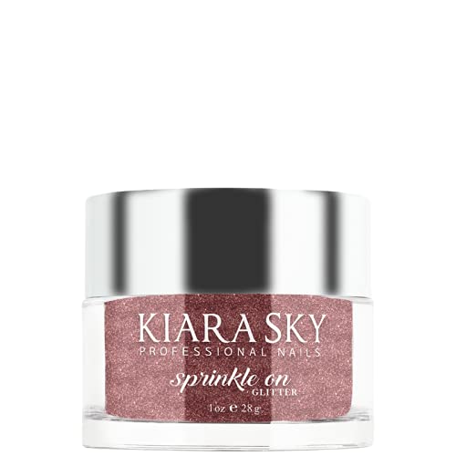 Kiara Sky Nail Art 3D Glitter 1 oz | Sprinkle On Collection | Mix with Acrylic, Gel Polish or dip Powder | Rose Gold Rush (Ultra-fine Rose Gold Shimmer)