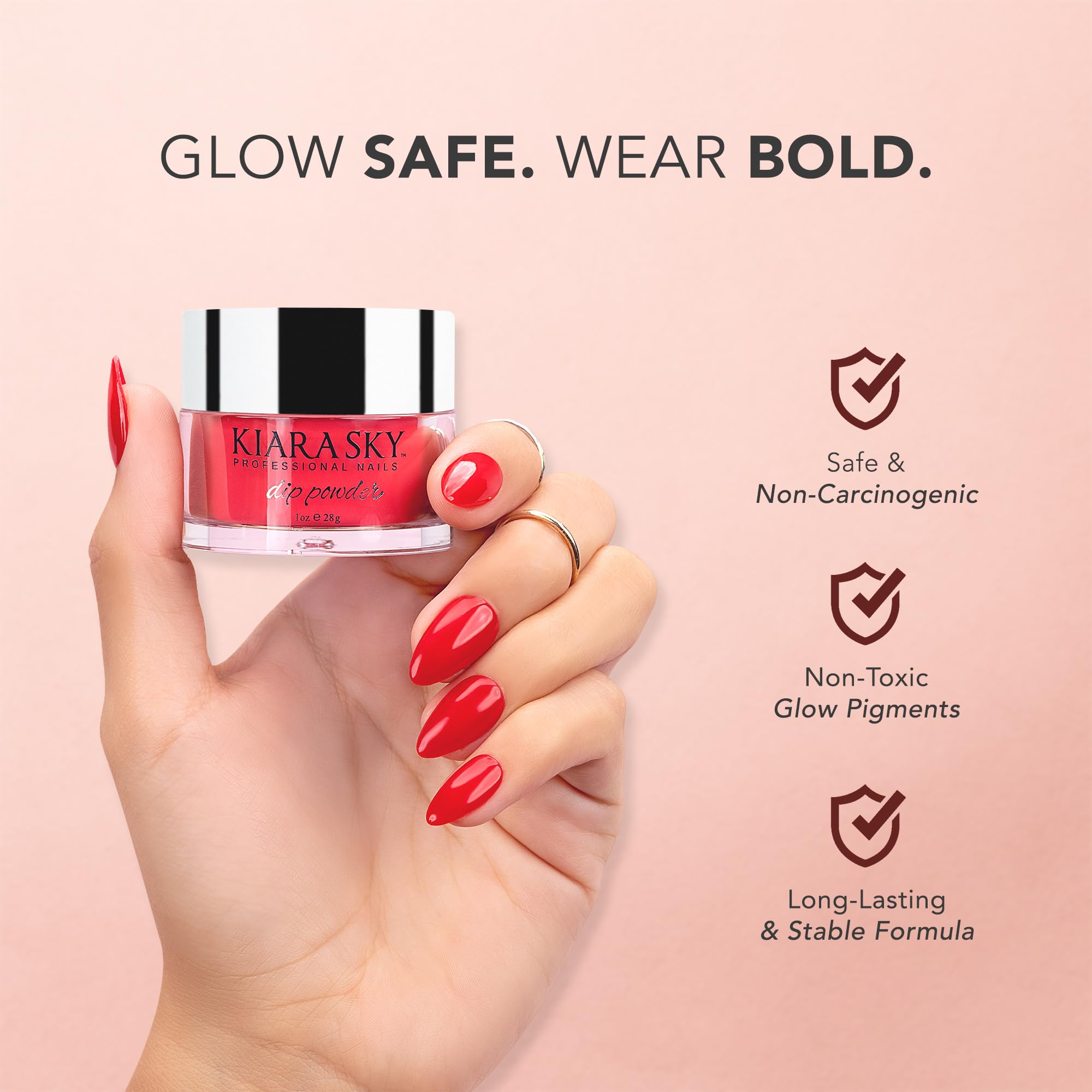Kiara Sky Glow Collection, Long-Lasting and Lightweight Nail Dipping Powder 1 oz | Activate with UV, LED or Sunlight | Retro Pink - Image 6