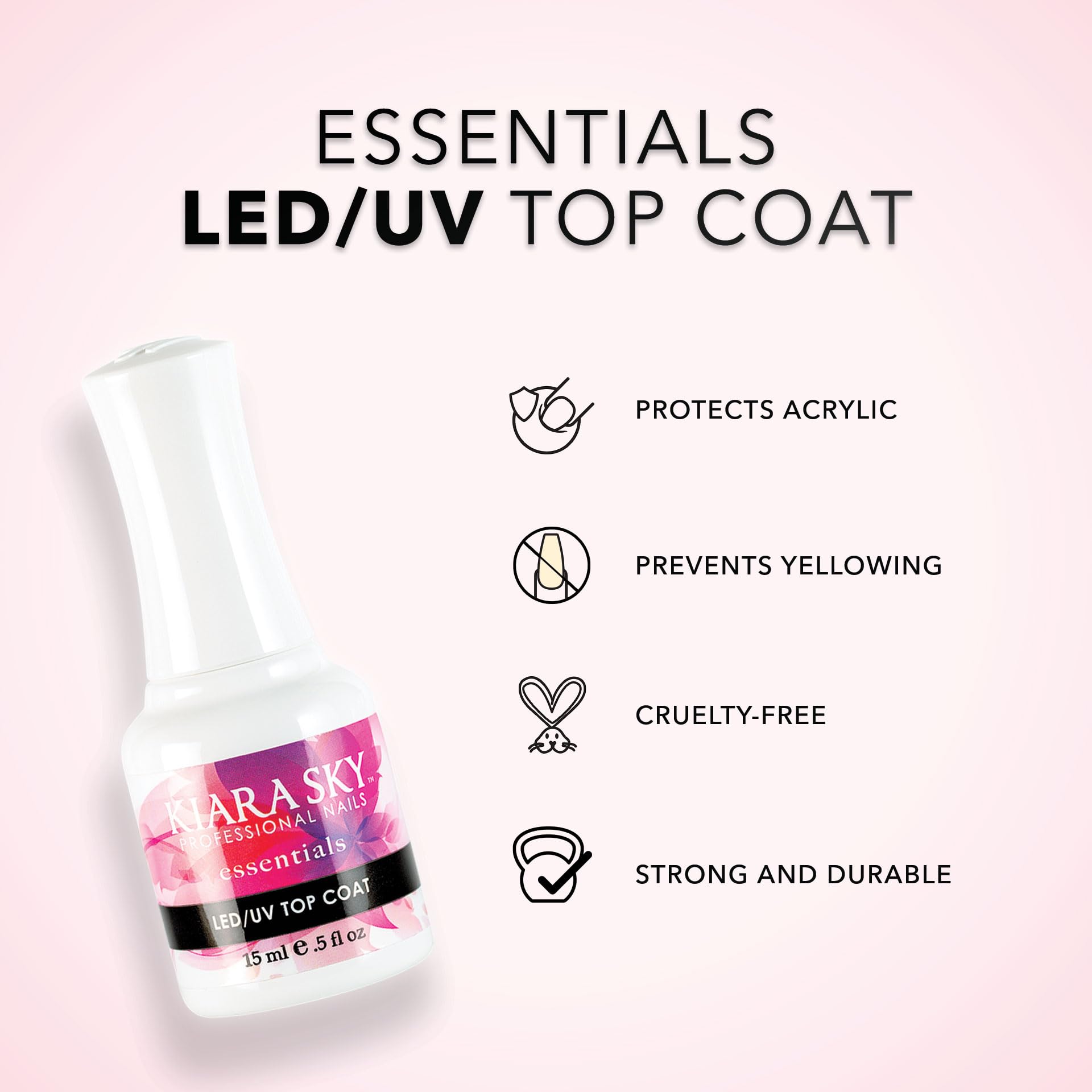 Kiara Sky Professional Nails LED UV Non Wipe Top Coat Gel for Acrylic Nails - Image 2