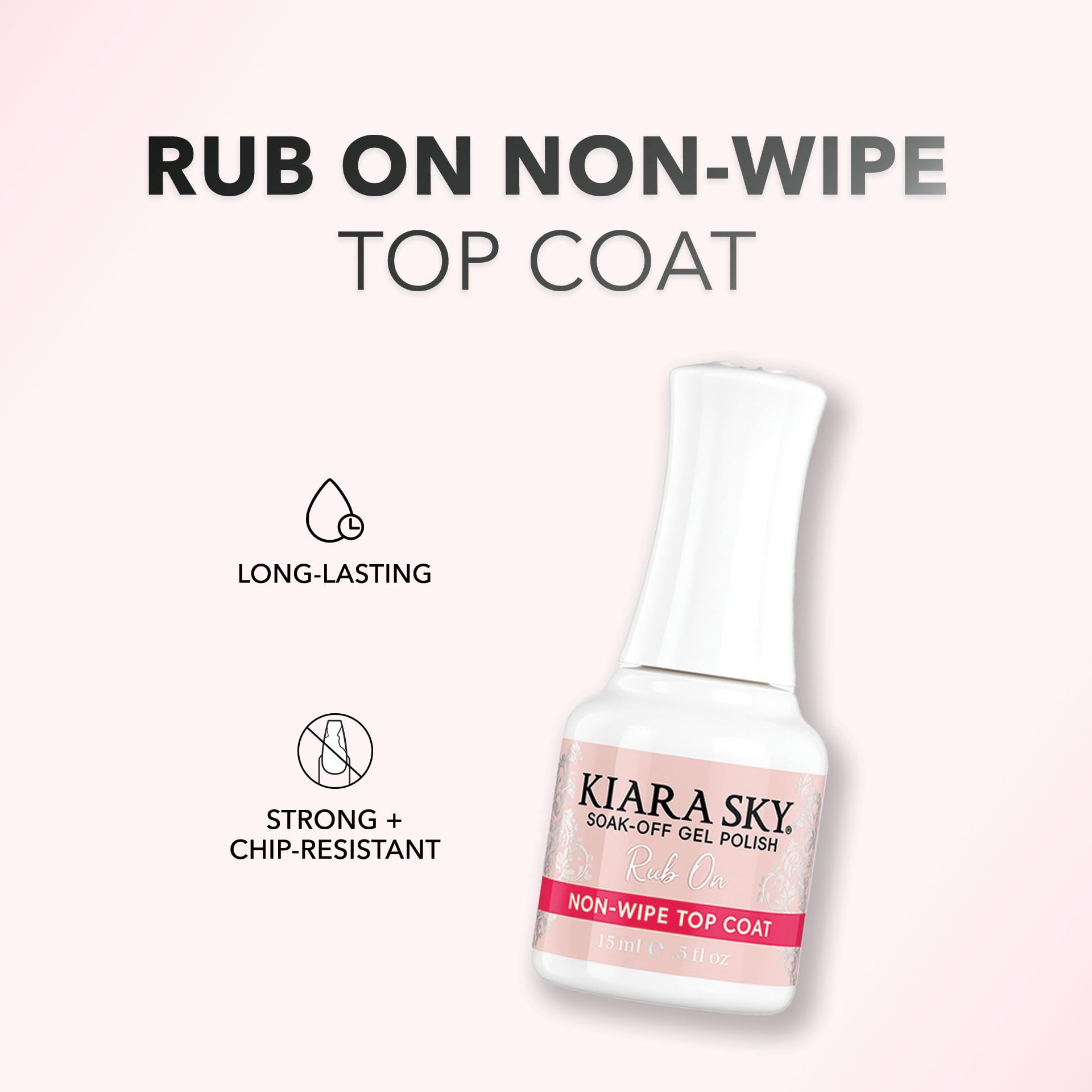 Kiara Sky Professional Nails LED UV Soak Off Rub On Non Wipe Gel Top Coat for Nails - Image 2