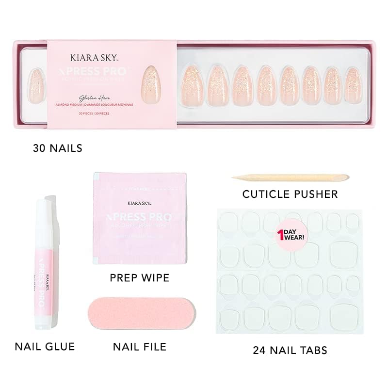 KIARA SKY PROFESSIONAL NAILS XPRESS PRO 100% ACRYLIC PRESS ON NAILS (Glisten Here) - Image 4