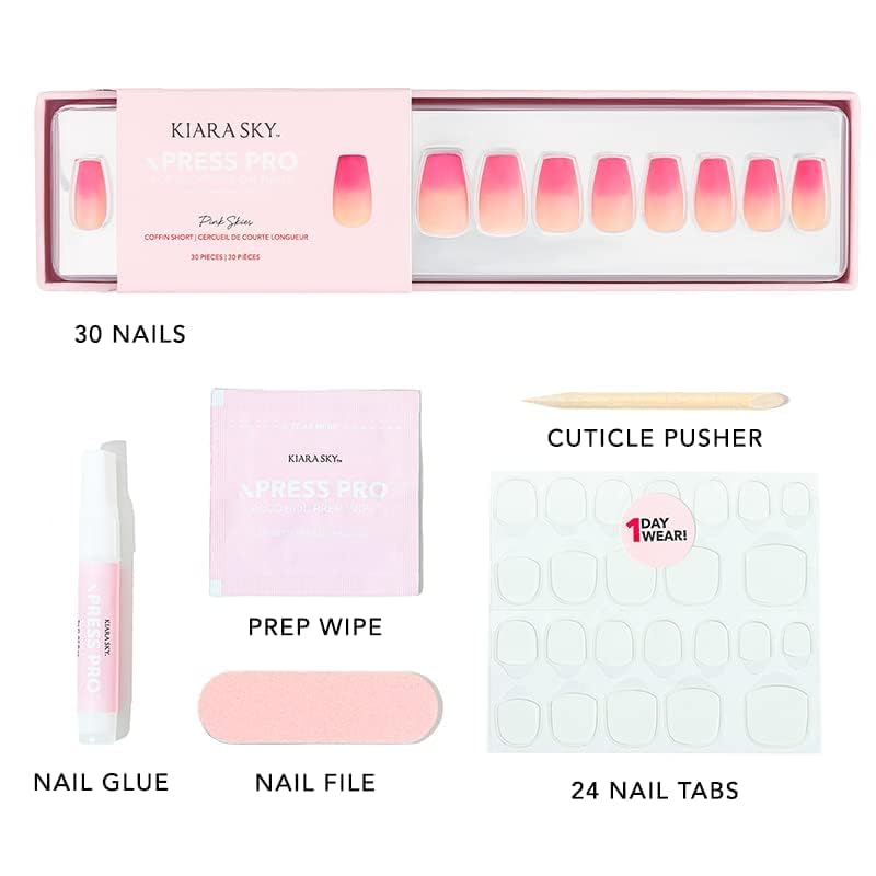 KIARA SKY PROFESSIONAL NAILS XPRESS PRO 100% ACRYLIC PRESS ON NAILS (Pink Skies) - Image 4